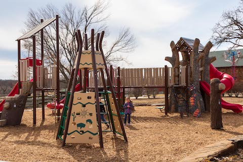A full view of the new playground at woolaroc