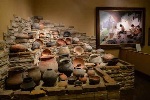 A collection of Native American pottery