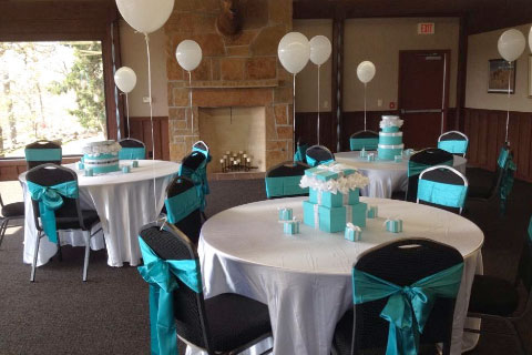 The Woolaroc Events Center decorated for a party